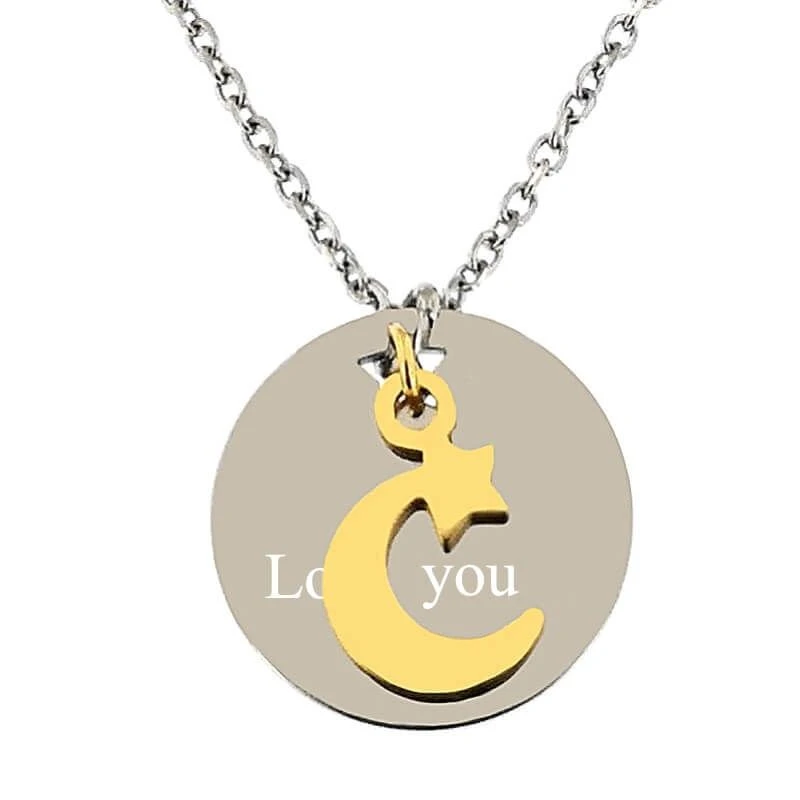 Pendentif Acier Lune Doré Personnalisé - 2147 – Image 3