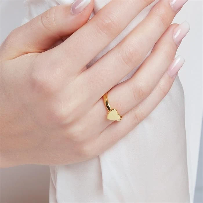 Chevalière Cœur Argent Doré Personnalisée - 2233 – Image 2