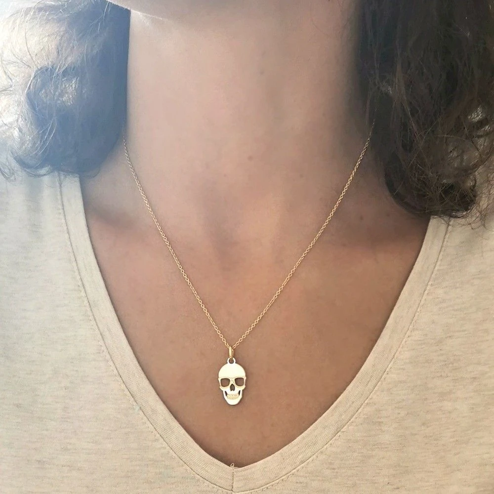 Pendentif Tête De Mort Plaqué Or Personnalisé - 2344 – Image 2