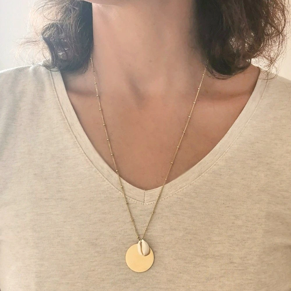 Collier Coquillage Acier Doré Personnalisé - 2389 – Image 2