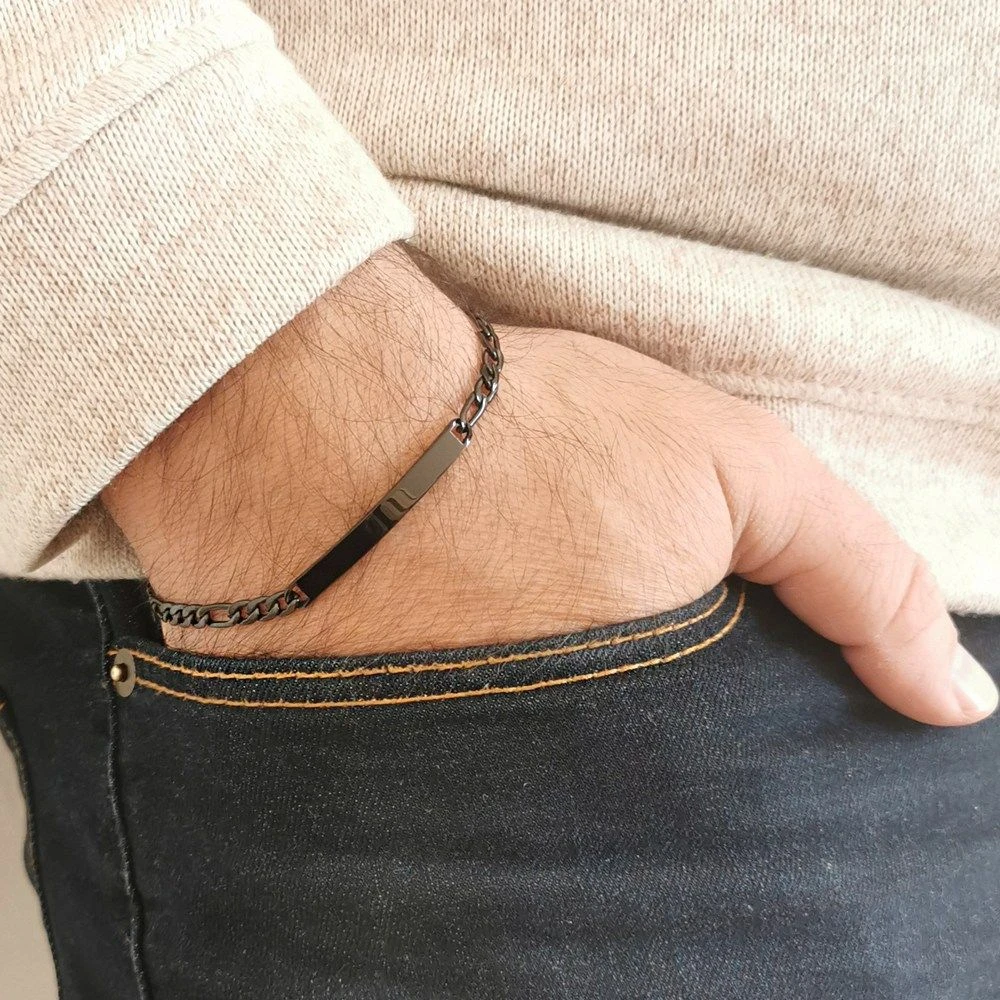 Gourmette Acier Noir Personnalisée - 2643 – Image 2