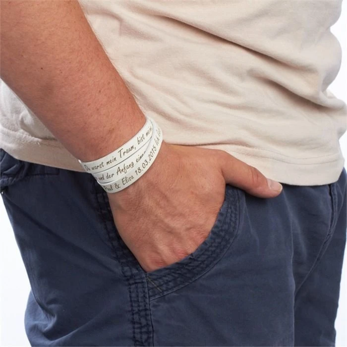 Bracelet Cuir Blanc Multi-tours Personnalisé - 1952 – Image 2