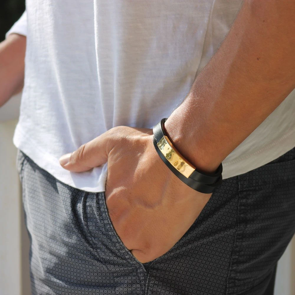 Bracelet Cuir Noir Personnalisé -1912 – Image 2