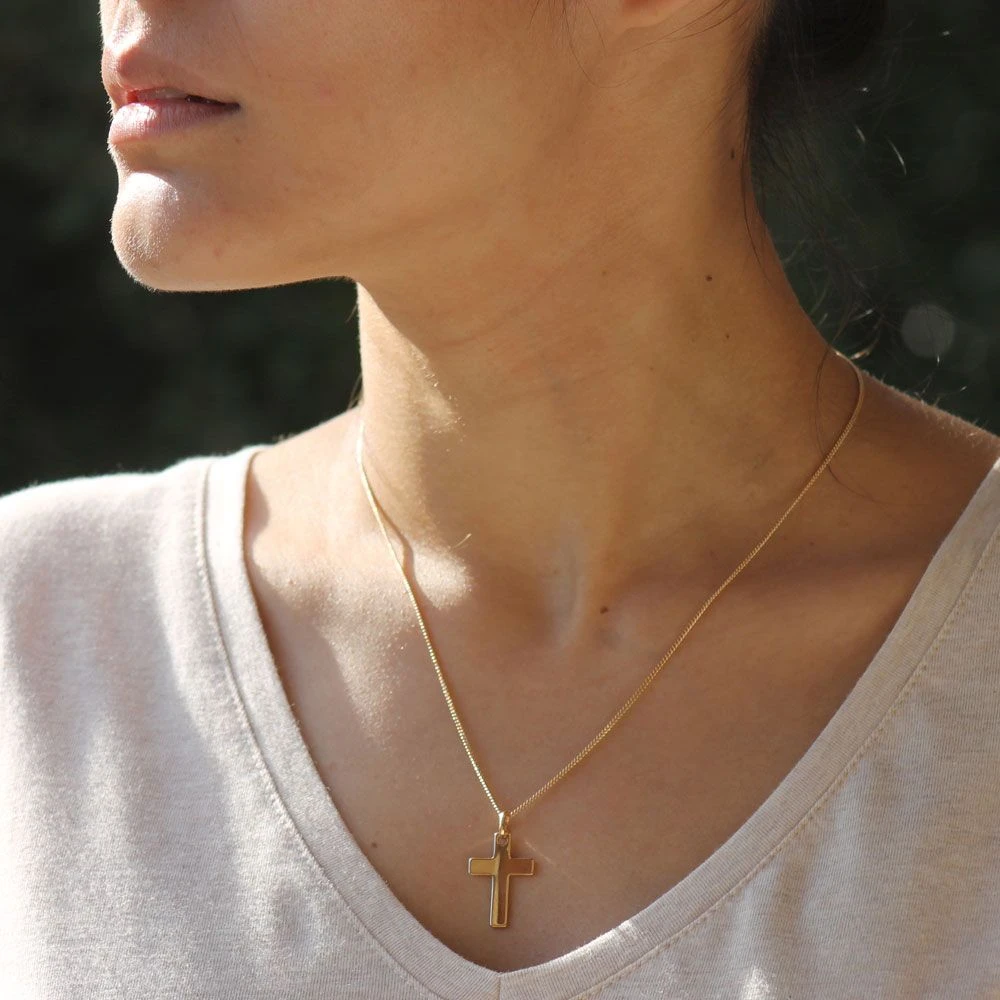 Pendentif Croix Plaqué Or Personnalisé - 2349 – Image 2