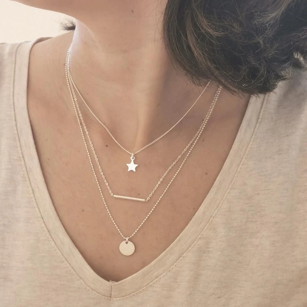 Collier Argent Triple Rangs à Graver - 2461 – Image 2