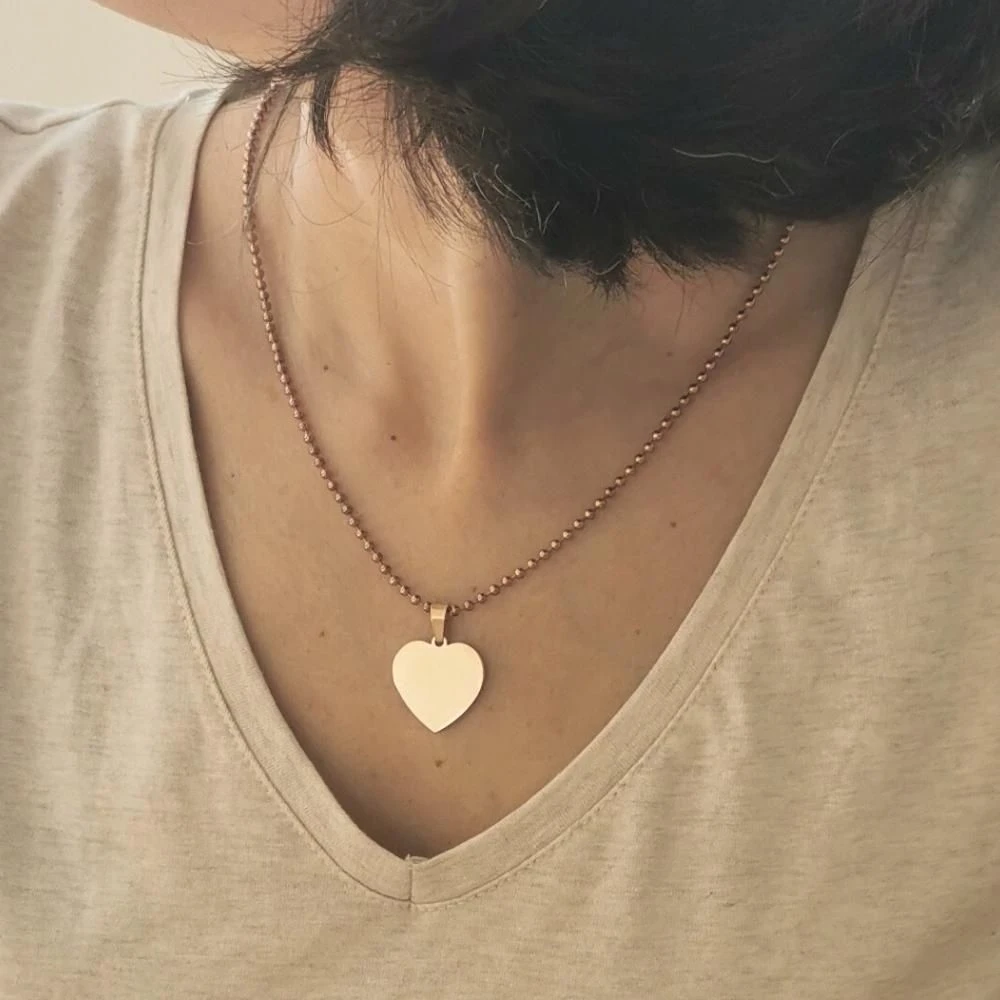 Pendentif Cœur Acier Rose Personnalisé - 2484 – Image 2