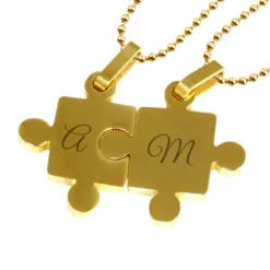 Duo Pendentif Puzzle Doré Personnalisable - 2377