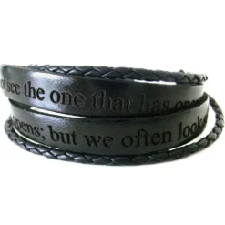 Bracelet Cuir Noir Multi-tours Personnalisé - 2012