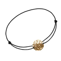 Bracelet Cordon Disque Plaqué Or Personnalisé - 2184