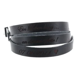 Bracelet Cuir Noir Multi-tours Personnalisé - 1989