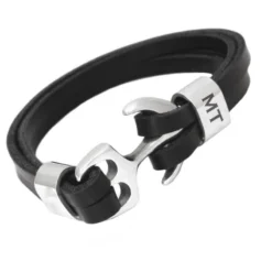 Bracelet Cuir Ancre Noir Personnalisé -1870