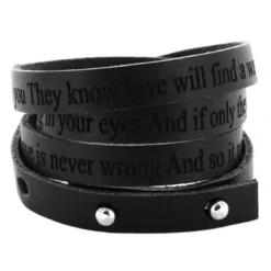 Bracelet Cuir Noir Multi-tours Personnalisé - 1951