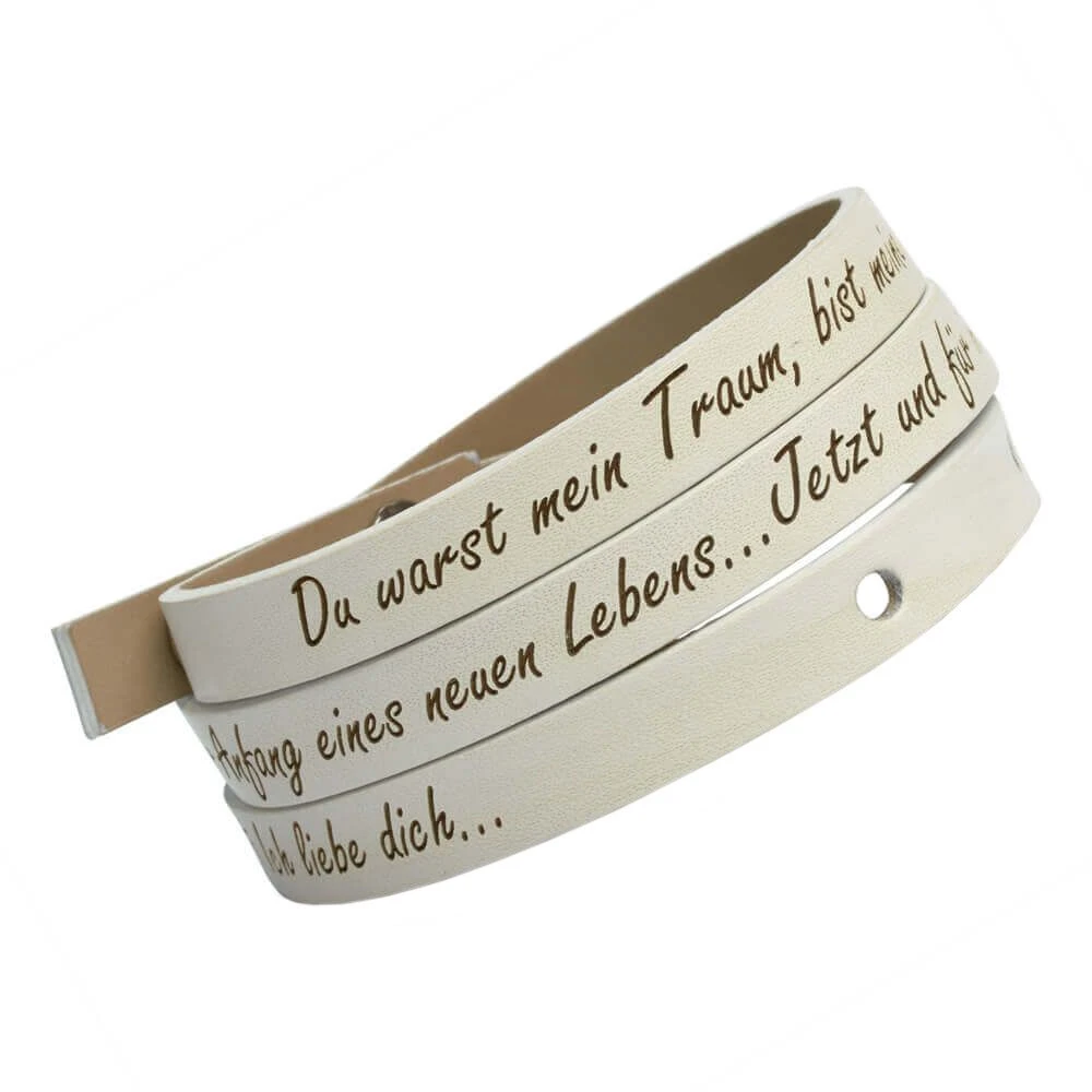 Bracelet Cuir Blanc Multi-tours Personnalisé - 1952 – Image 3