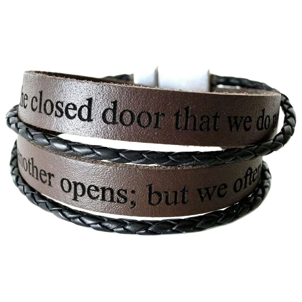 Bracelet Cuir Marron Multi-tours Personnalisé - 2013