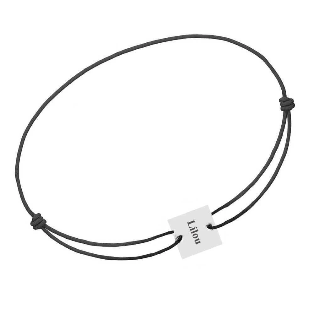 Bracelet Cordon Carré Argent Personnalisé - 2133