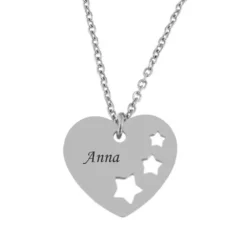 Pendentif Cœur étoile Acier Personnalisé - 2145