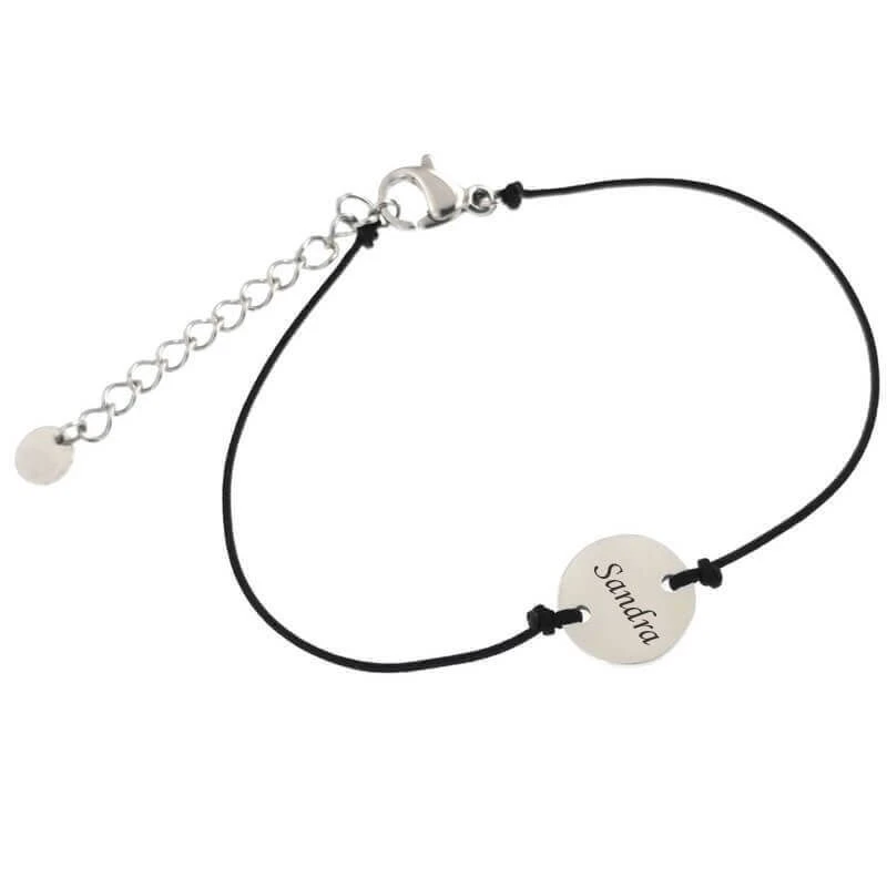 Bracelet Cordon Disque Acier Personnalisé - 2140