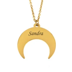 Pendentif Lune Acier Doré Personnalisé - 2141