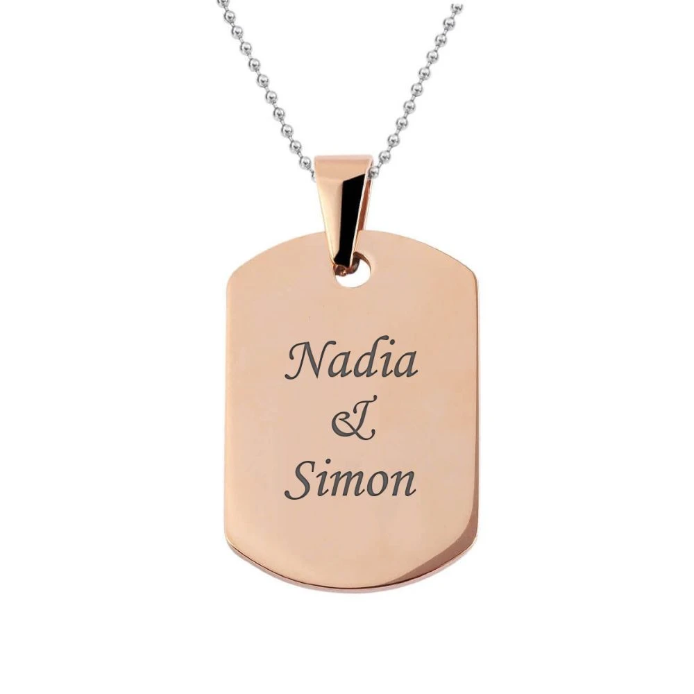 Pendentif Dogtag Acier Rosé Personnalisé - 2199