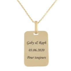 Pendentif Dogtag Plaqué Or Personnalisé - 2190