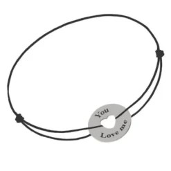 Bracelet Cordon Coeur Argent Personnalisé - 2191