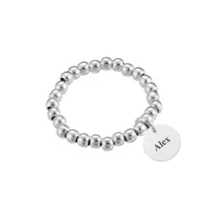 Bague Boule Argent élastique Personnalisée - 2192