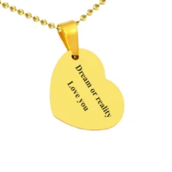 Pendentif Cœur Acier Doré Personnalisé - 2281