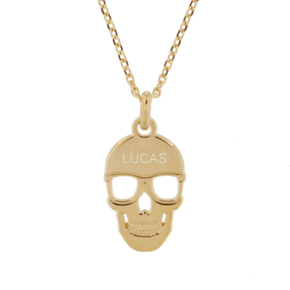 Pendentif Tête De Mort Plaqué Or Personnalisé - 2344 – Image 3