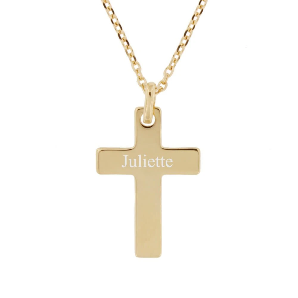 Pendentif Croix Plaqué Or Personnalisé - 2349 – Image 3