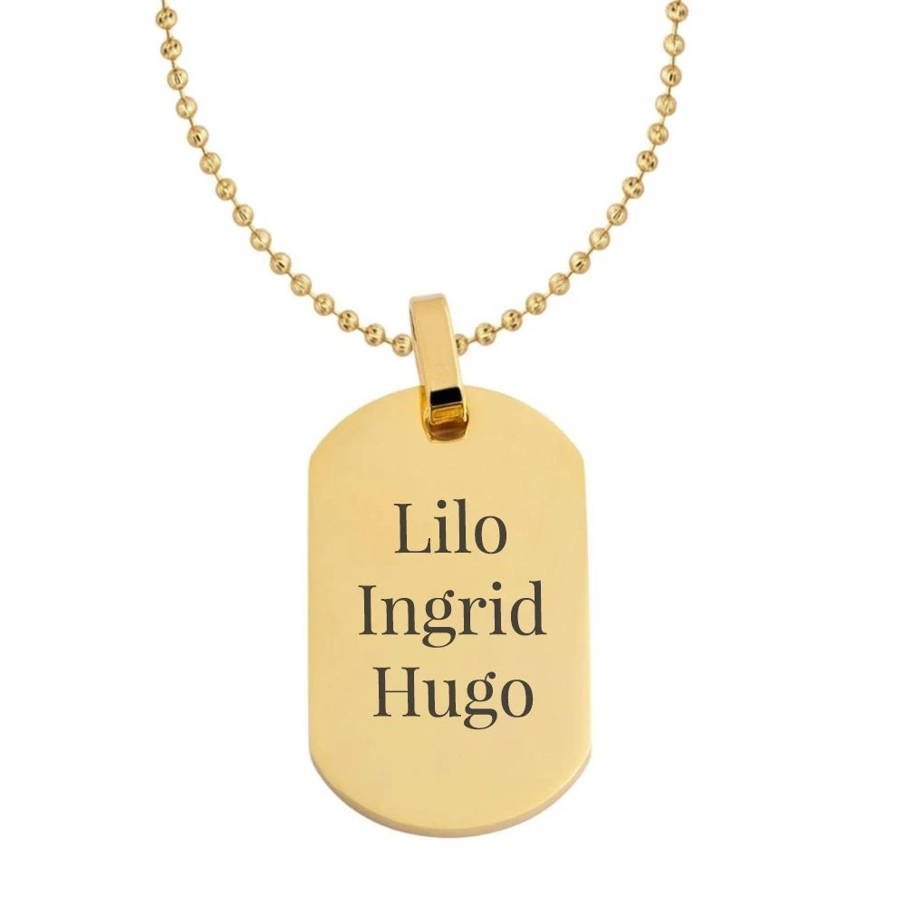 Pendentif Plaque Acier Doré Personnalisé - 2441