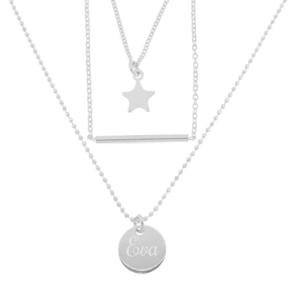 Collier Argent Triple Rangs à Graver - 2461 – Image 3