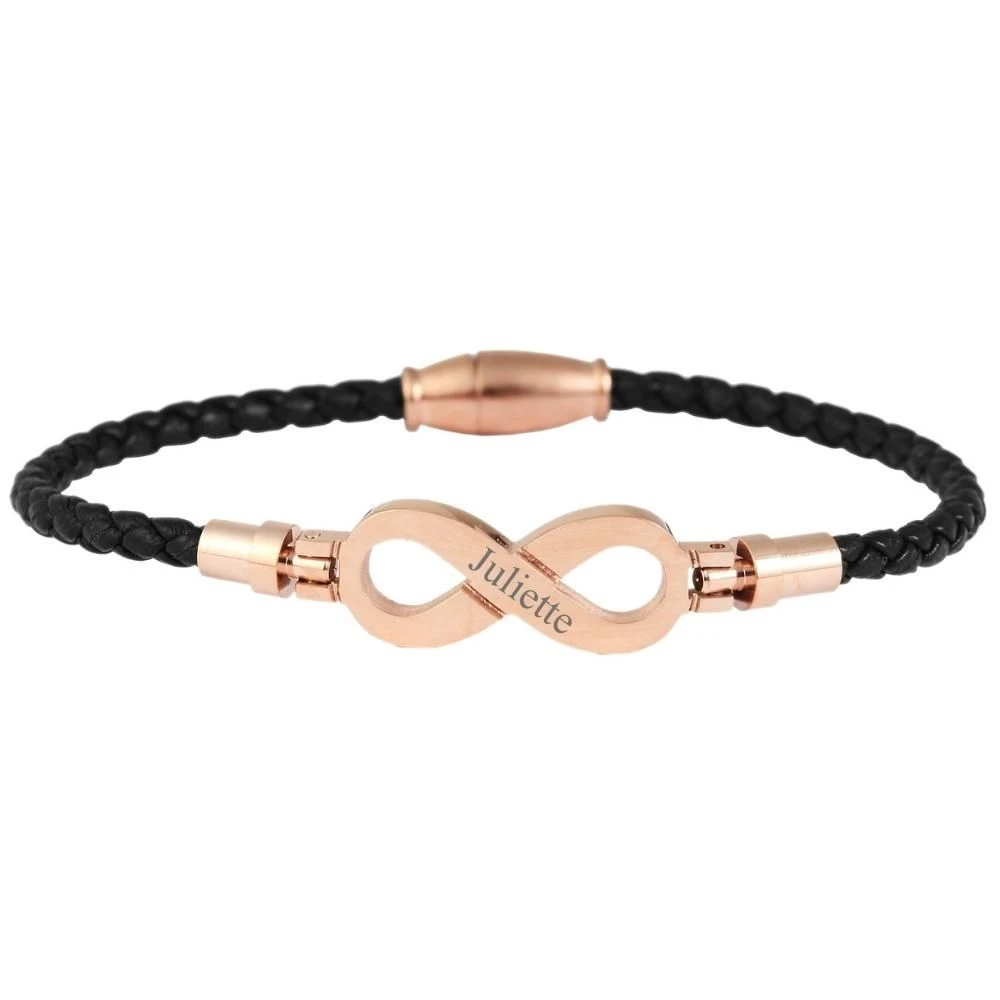 Bracelet Cuir Infini En Acier Rosé Personnalisé - 2476 – Image 3
