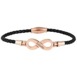 Bracelet Cuir Infini En Acier Rosé Personnalisé - 2476