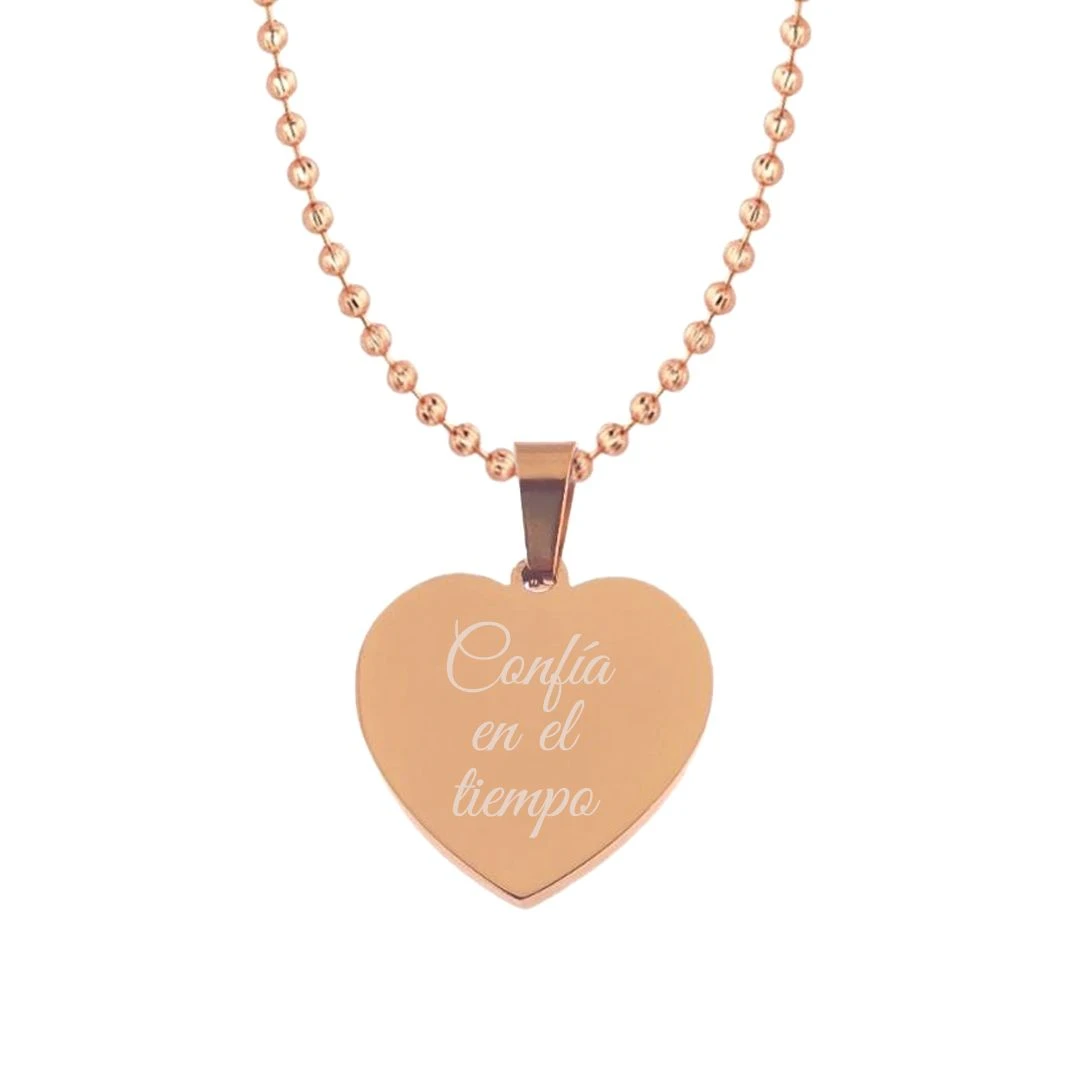 Pendentif Cœur Acier Rose Personnalisé - 2484 – Image 3