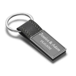 Porte-clé Cuir Noir Personnalisé - 2502