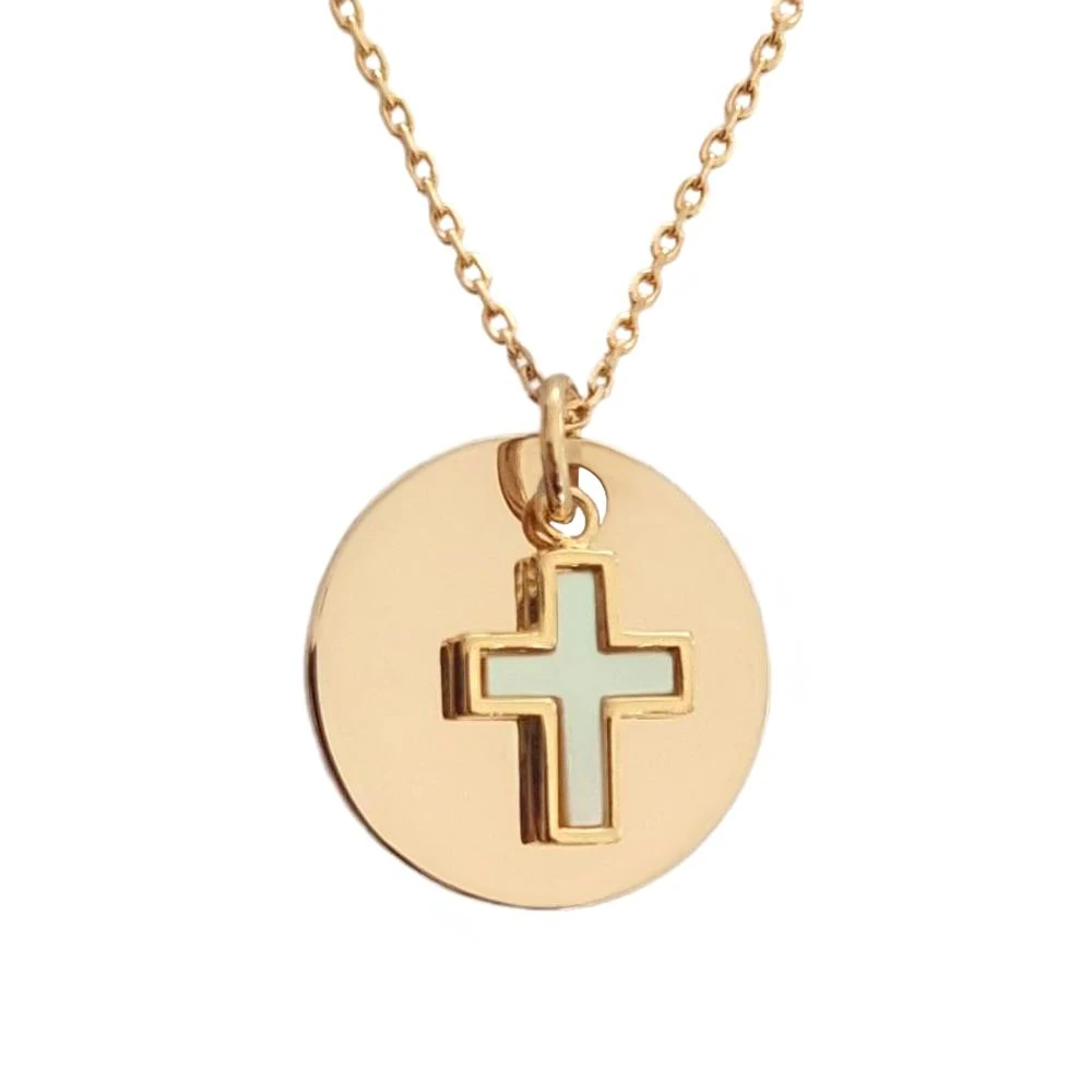 Collier Médaille Croix Plaqué Or Personnalisé - 2585