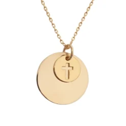 Collier Médaille Croix Plaqué Or Personnalisé - 2587