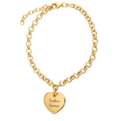 Bracelet Pampille Coeur Plaqué Or Personnalisé - 2596