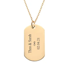 Pendentif Dogtag Plaqué Or Personnalisé - 2590