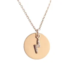 Collier Médaille éclair Plaqué Or Personnalisé - 2591