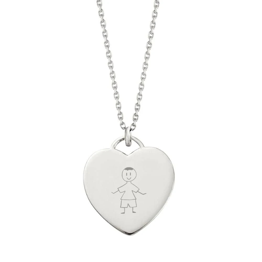 Pendentif Cœur Argent Avec Votre Dessin - 2635