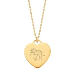 Pendentif Coeur Argent Doré Avec Votre Dessin - 2636