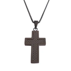 Pendentif Croix Acier Noir Personnalisé - 2641