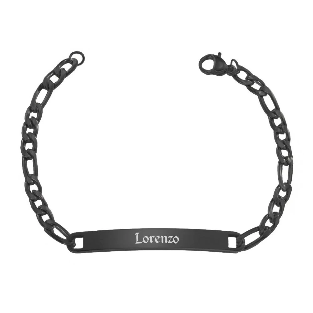 Gourmette Acier Noir Personnalisée - 2643