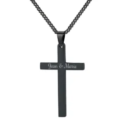Pendentif Croix Acier Noir Personnalisé - 2659