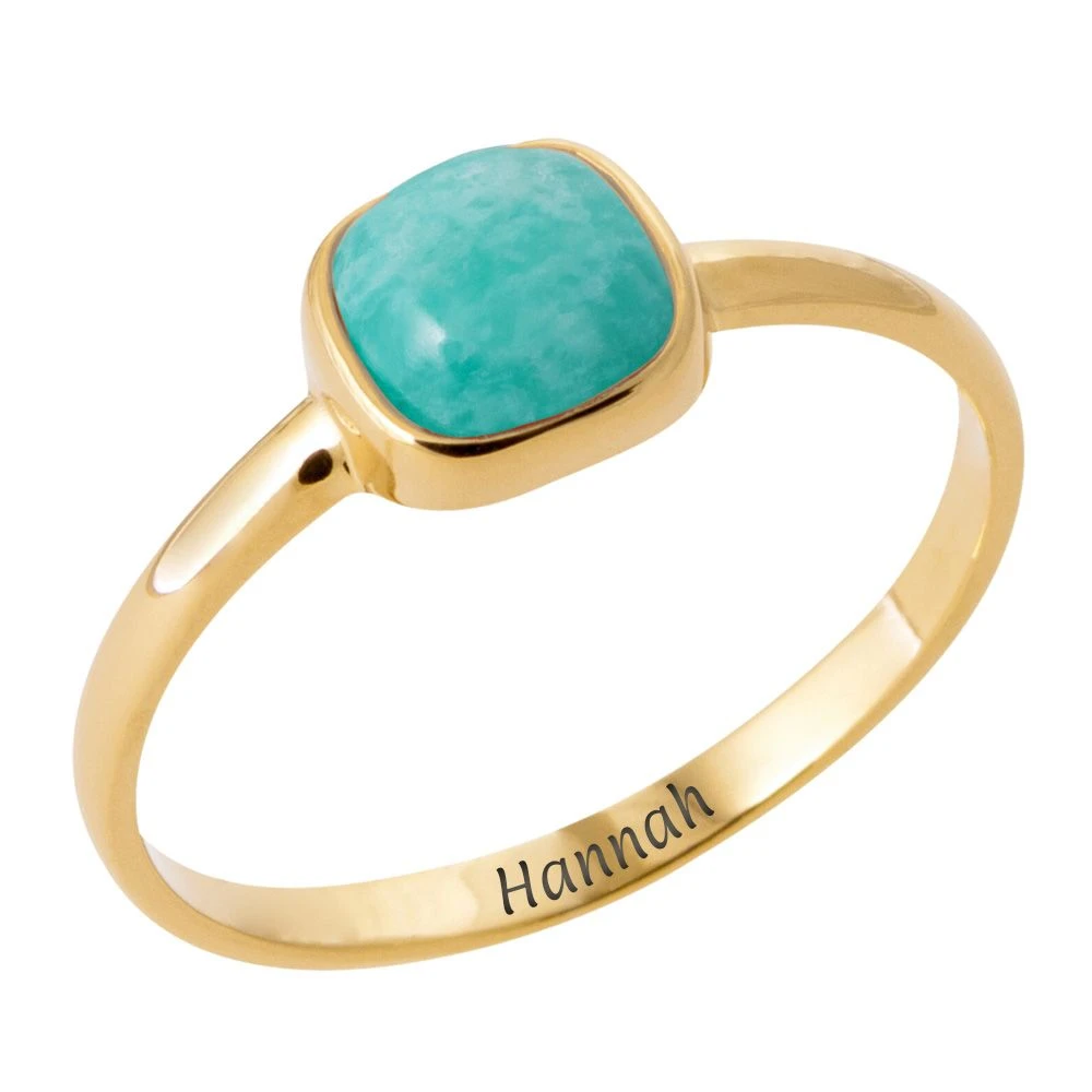 Bague Amazonite Plaqué Or Personnalisée - 2729 – Image 3