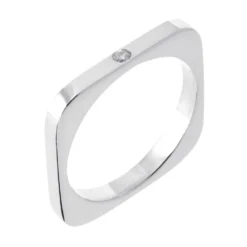 Bague Carrée Argent Personnalisée - 2743