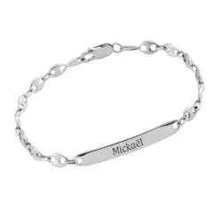 Gourmette Grain De Café Argent Personnalisée - 2836